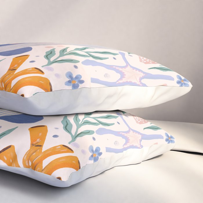 Adorable Whale and Sea Life illustration Pillow Sham Gallery Image 3