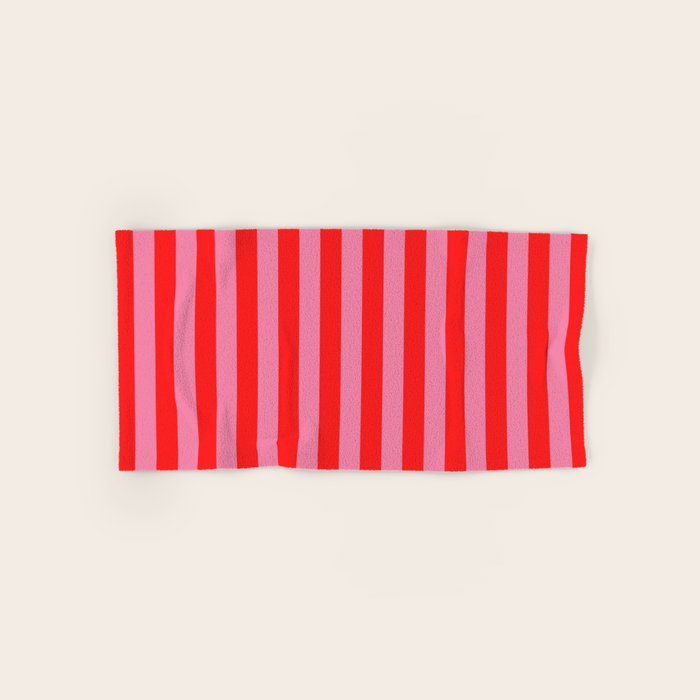 bougie pink red stripe Bath Towel Gallery Image 1