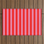 bougie pink red stripe Outdoor Rug Gallery Image 1