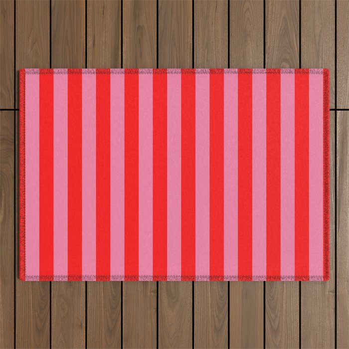 bougie pink red stripe Outdoor Rug Gallery Image 1