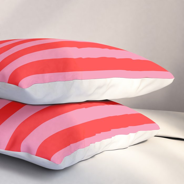 bougie pink red stripe Pillow Sham Gallery Image 3