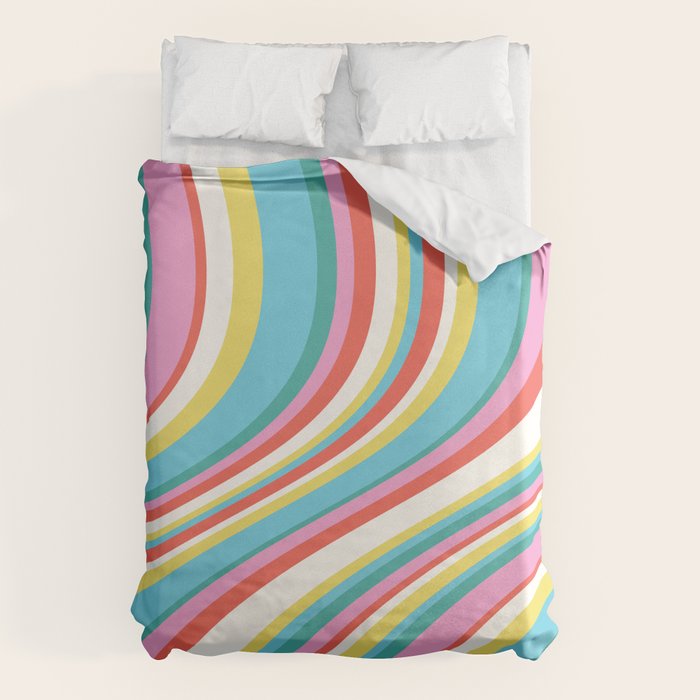  Wavy Stripes II - 60s Candy Rainbow Duvet Cover Gallery Image 6