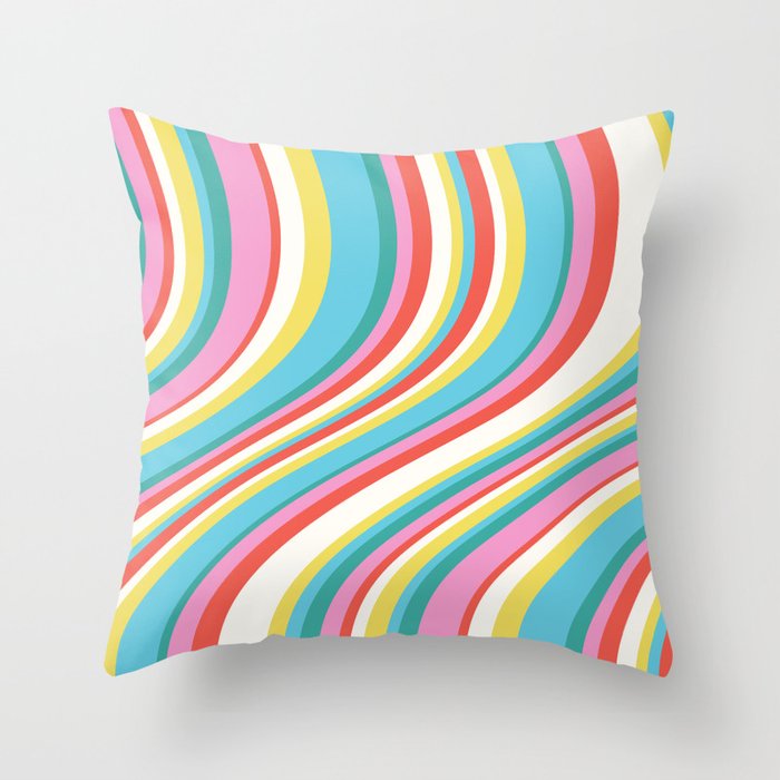  Wavy Stripes II - 60s Candy Rainbow Throw Pillow Gallery Image 6