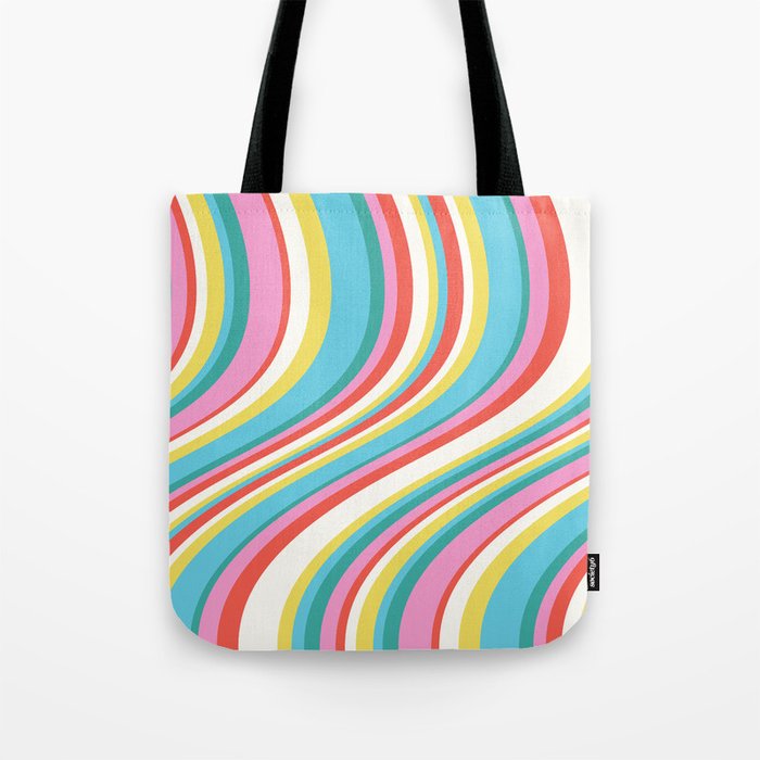  Wavy Stripes II - 60s Candy Rainbow Tote Bag Gallery Image 1
