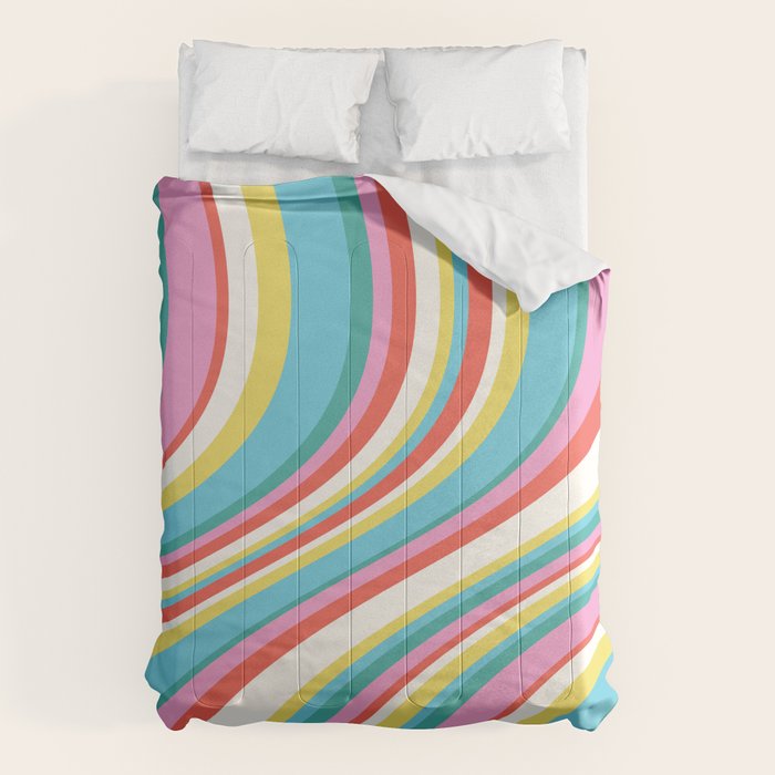  Wavy Stripes II - 60s Candy Rainbow Comforter Gallery Image 6