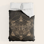 Regal moth in Sacred Geometry - Black and Gold Duvet Cover Gallery Image 6