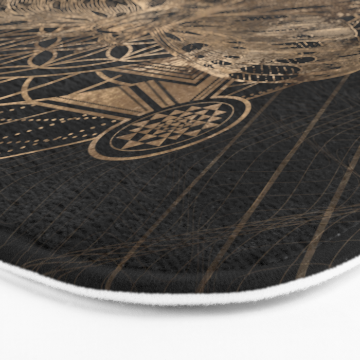 Regal moth in Sacred Geometry - Black and Gold Bath Mat Gallery Image 3