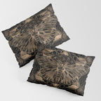 Regal moth in Sacred Geometry - Black and Gold Pillow Sham Gallery Image 3