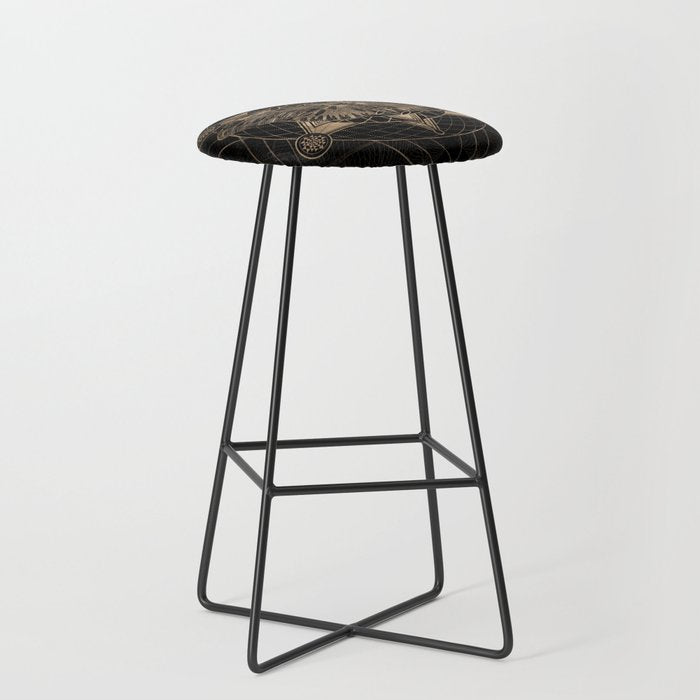 Regal moth in Sacred Geometry - Black and Gold Stool Gallery Image 1