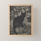 The witch - Lionel Lindsay - Wood Engraving Print Black Cat Gothic Mini Art Print Gallery Image 1