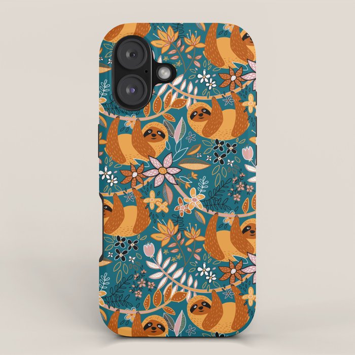 Happy Boho Sloth Floral iPhone Case Gallery Image 1