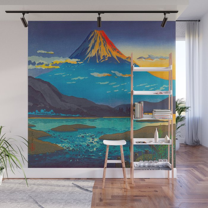 Tsuchiya Koitsu Tokaido Fujikawa Japanese Woodblock Print Sunset Colorful Hues Mountain Landscape Wall Mural Gallery Image 1