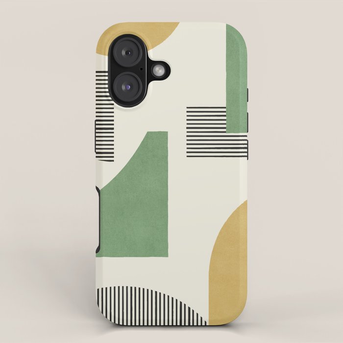 Abstract Lines Composition - Green Yellow iPhone Case Gallery Image 1