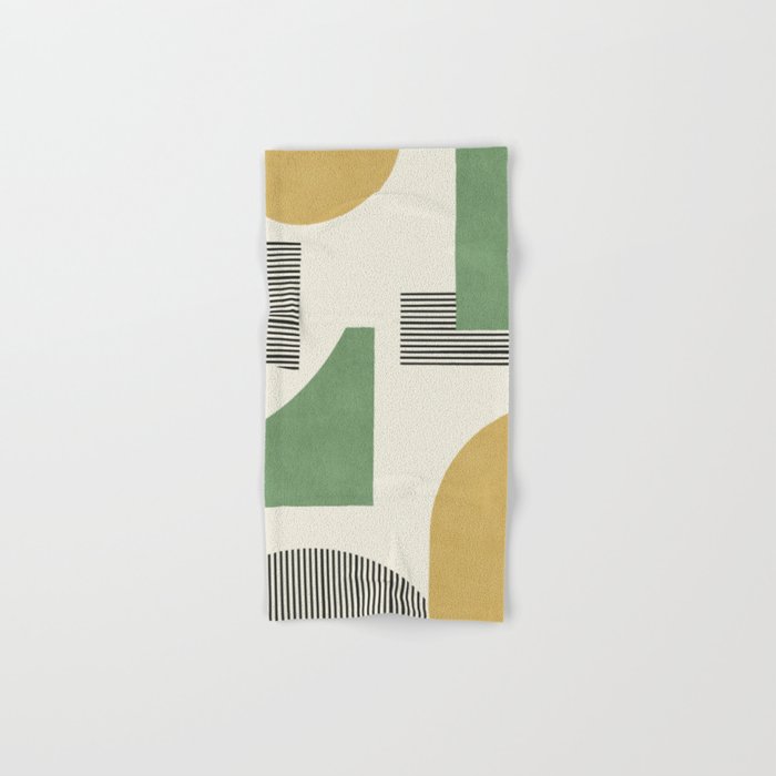 Abstract Lines Composition - Green Yellow Bath Towel Gallery Image 1