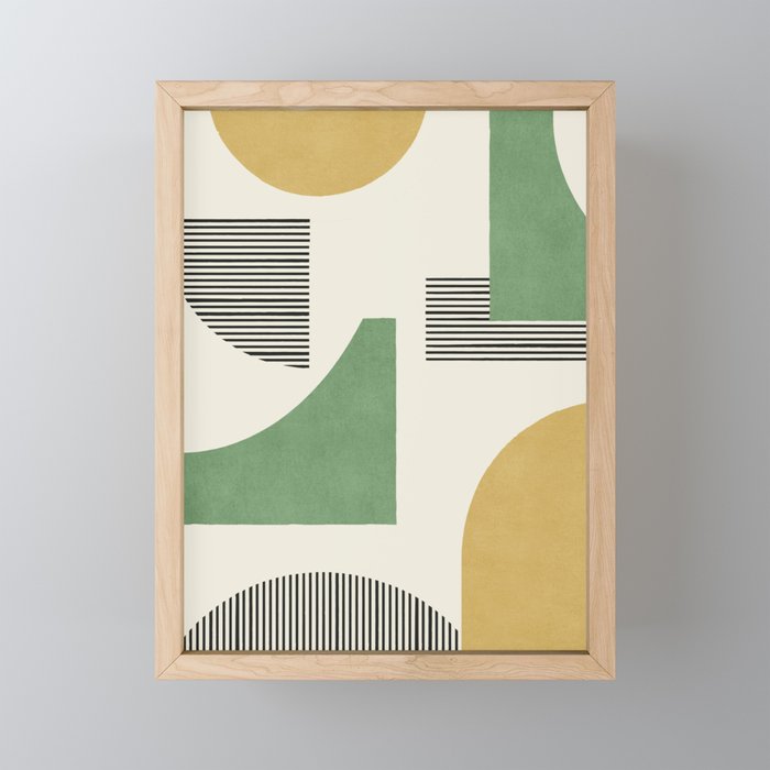 Abstract Lines Composition - Green Yellow Mini Art Print Gallery Image 1