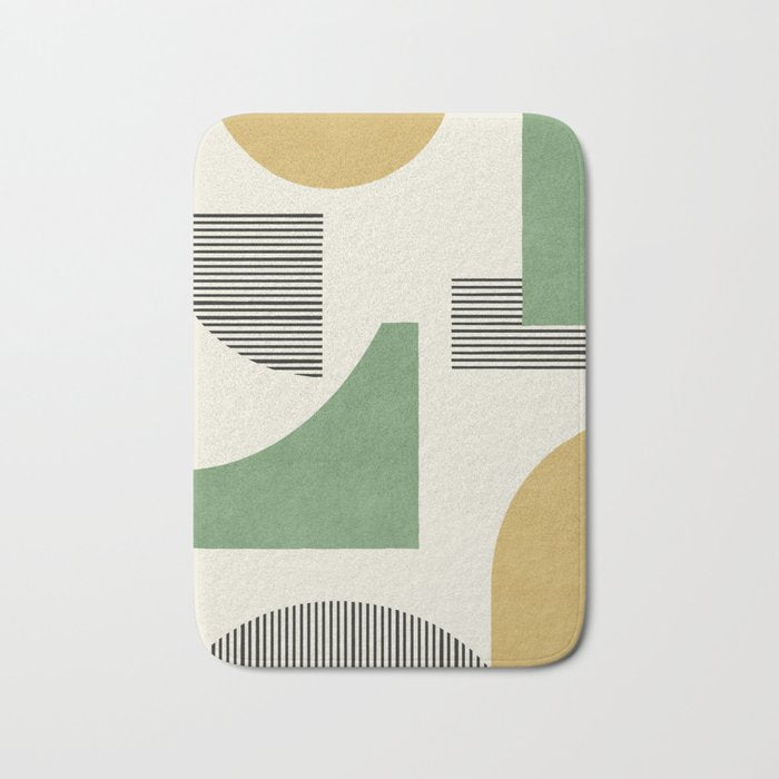 Abstract Lines Composition - Green Yellow Bath Mat Gallery Image 1