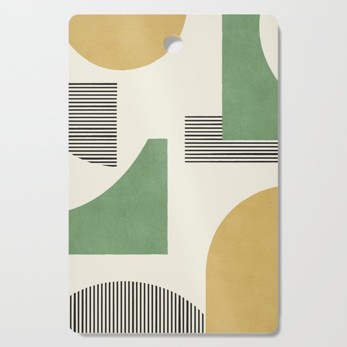 Abstract Lines Composition - Green Yellow Cutting Board Gallery Image 1