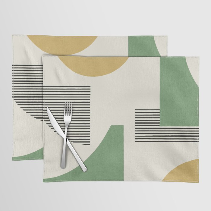 Abstract Lines Composition - Green Yellow Placemat Gallery Image 1