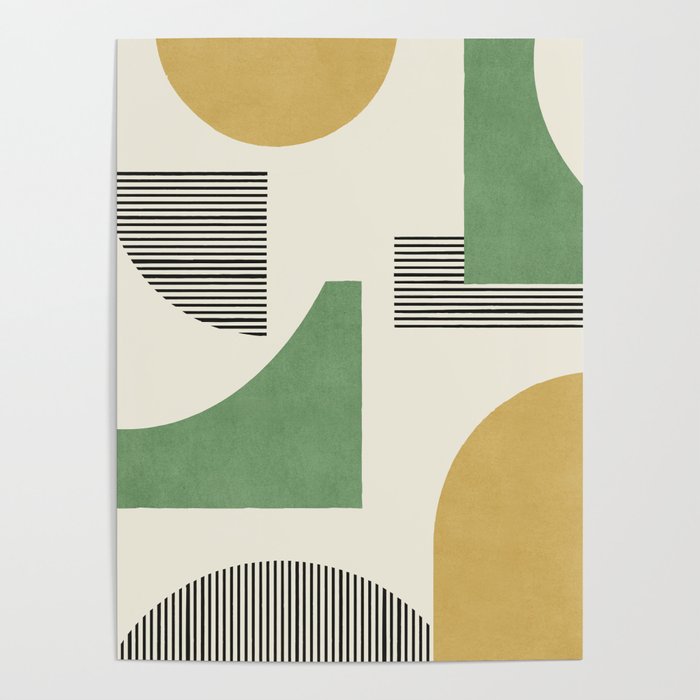 Abstract Lines Composition - Green Yellow Poster Gallery Image 1