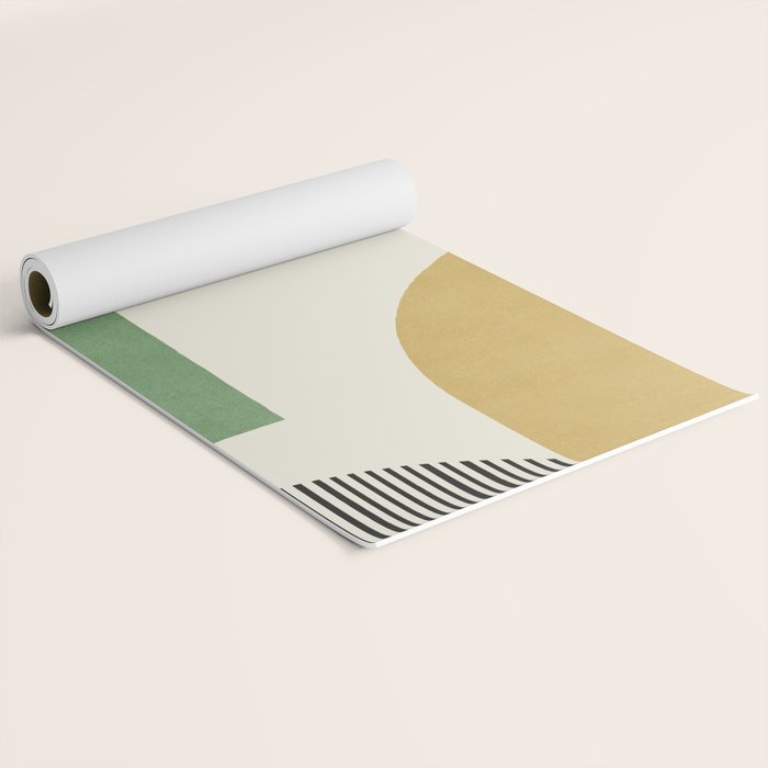Abstract Lines Composition - Green Yellow Yoga Mat Gallery Image 2