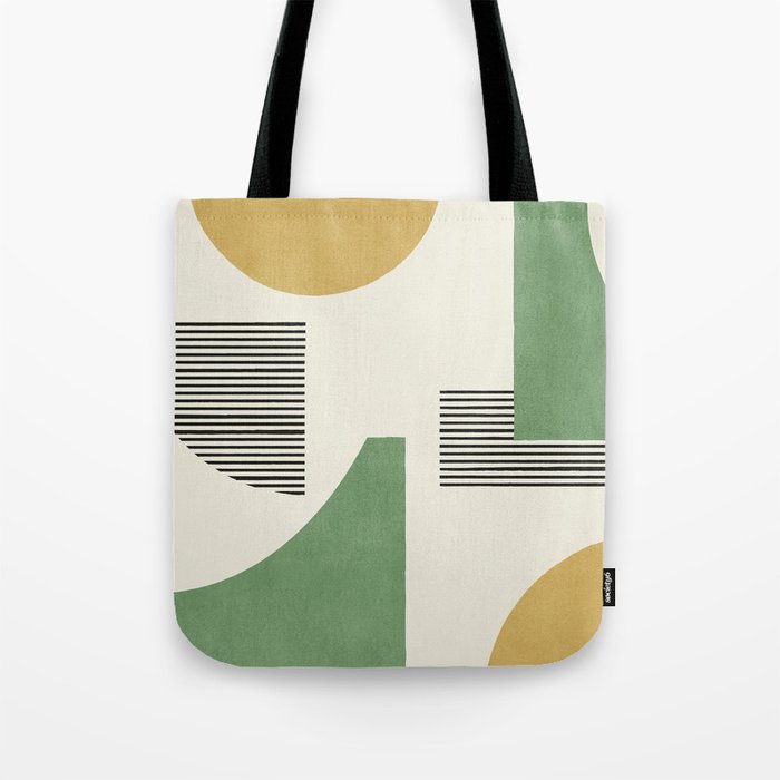 Abstract Lines Composition - Green Yellow Tote Bag Gallery Image 1