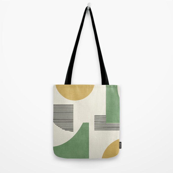 Abstract Lines Composition - Green Yellow Tote Bag Gallery Image 2