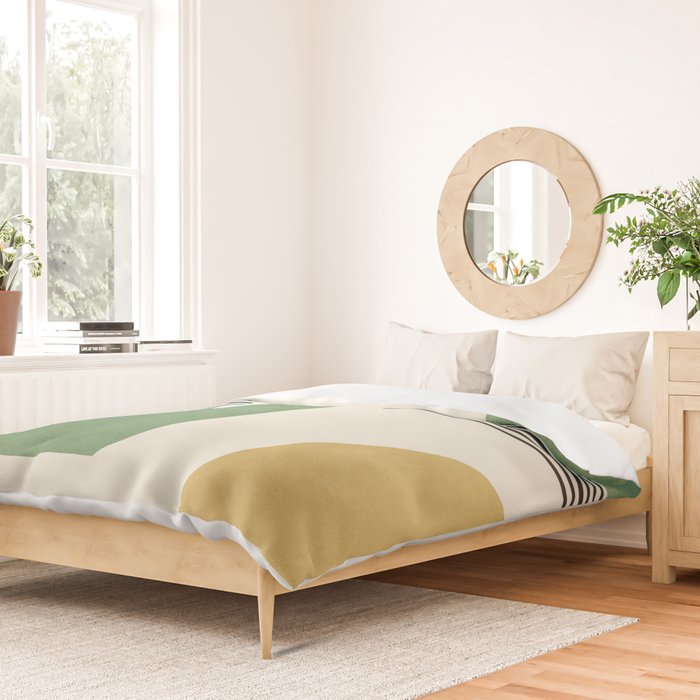 Abstract Lines Composition - Green Yellow Duvet Cover Gallery Image 2