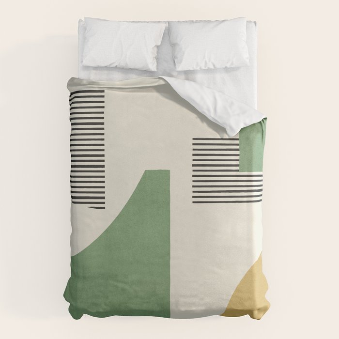 Abstract Lines Composition - Green Yellow Duvet Cover Gallery Image 6