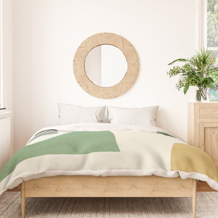 Abstract Lines Composition - Green Yellow Duvet Cover Gallery Image 3