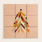 Festive Retro Christmas Tree on Peach Fuzz Wood Wall Art Gallery Image 1