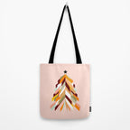 Festive Retro Christmas Tree on Peach Fuzz Tote Bag Gallery Image 2
