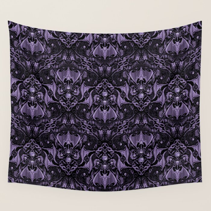 Bats and Beasts - ROYAL PURPLE Wall Tapestry Gallery Image 4