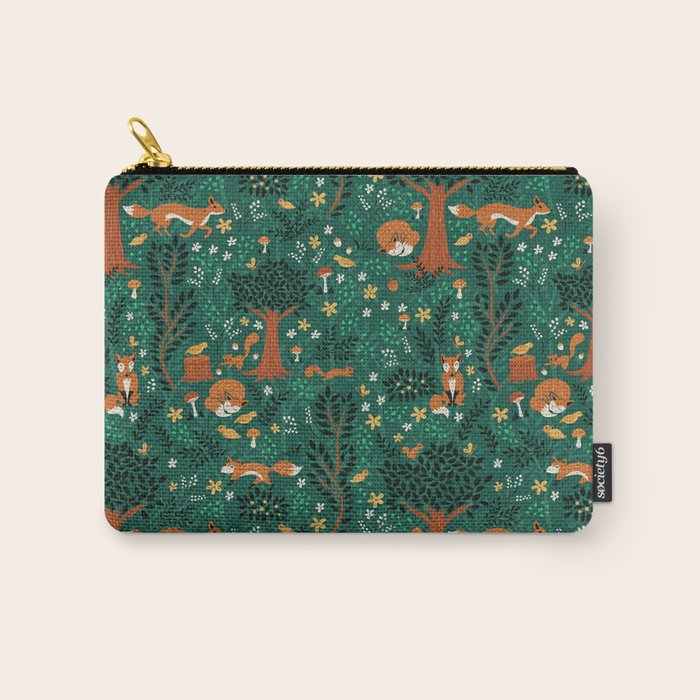 Foxes Playing in the Emerald Forest Carry All Pouch Gallery Image 1
