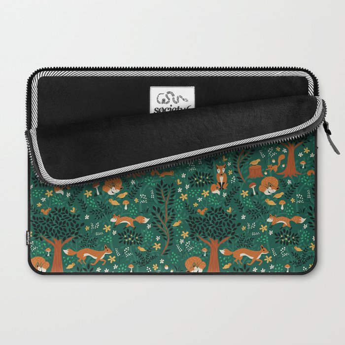 Foxes Playing in the Emerald Forest Laptop Sleeve Gallery Image 2