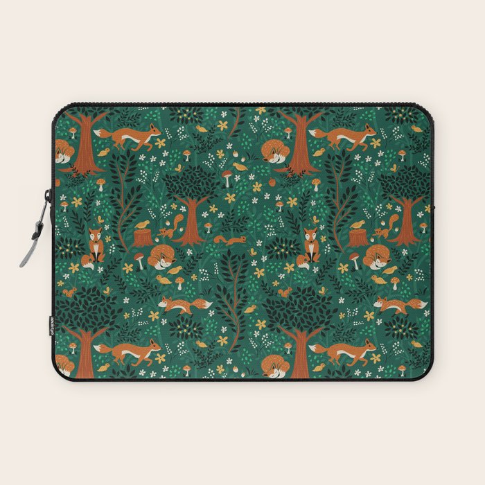 Foxes Playing in the Emerald Forest Laptop Sleeve Gallery Image 1