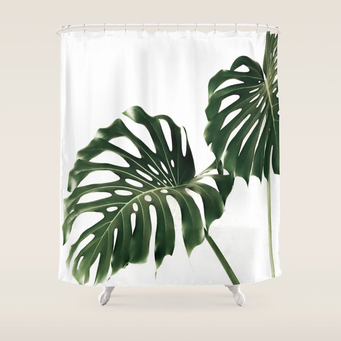 Minimalist Monstera Shower Curtain Gallery Image 1