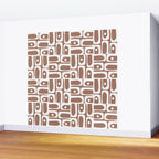 Mid Century Modern Piquet Abstract Multi Geometric Pattern in Mocha Brown and White Wall Mural Gallery Image 2