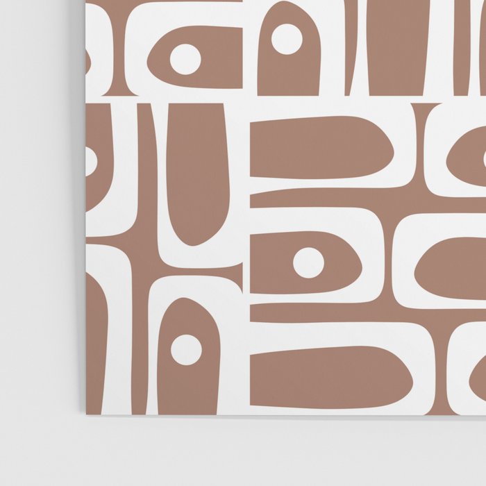 Mid Century Modern Piquet Abstract Multi Geometric Pattern in Mocha Brown and White Poster Gallery Image 3