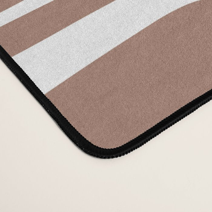 Mid Century Modern Piquet Abstract Multi Geometric Pattern in Mocha Brown and White Desk Mat Gallery Image 4