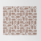 Mid Century Modern Piquet Abstract Multi Geometric Pattern in Mocha Brown and White Throw Blanket Gallery Image 2