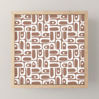 Mid Century Modern Piquet Abstract Multi Geometric Pattern in Mocha Brown and White Mini Art Print Gallery Image 1