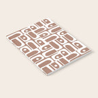 Mid Century Modern Piquet Abstract Multi Geometric Pattern in Mocha Brown and White Notebook Gallery Image 2