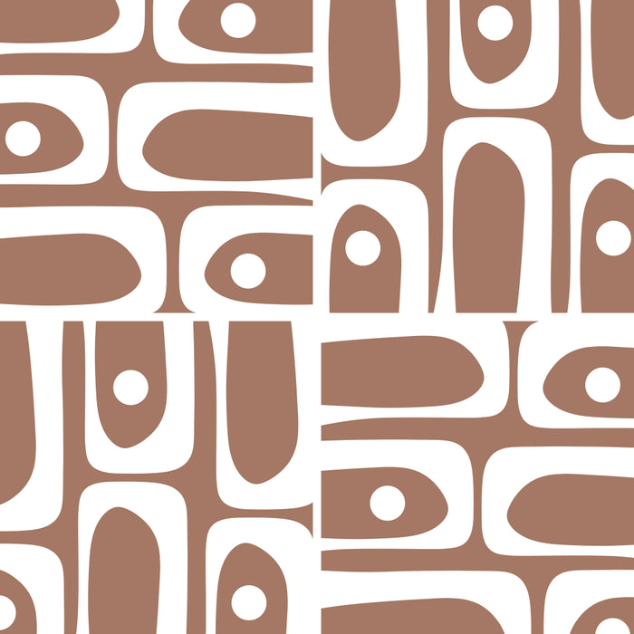 Mid Century Modern Piquet Abstract Multi Geometric Pattern in Mocha Brown and White Coffee Mug Gallery Image 2