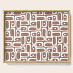 Mid Century Modern Piquet Abstract Multi Geometric Pattern in Mocha Brown and White Serving Tray Gallery Image 1