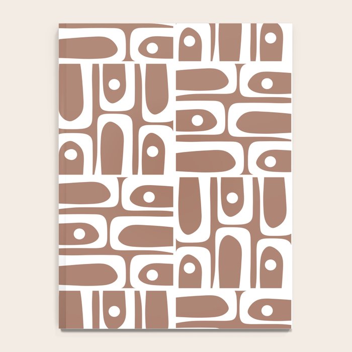 Mid Century Modern Piquet Abstract Multi Geometric Pattern in Mocha Brown and White Notebook Gallery Image 4