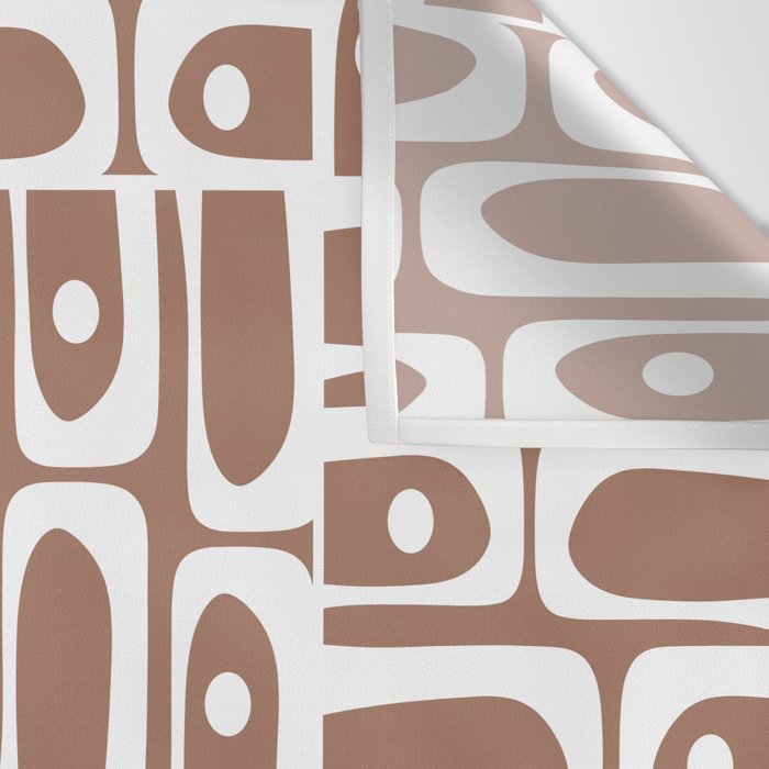 Mid Century Modern Piquet Abstract Multi Geometric Pattern in Mocha Brown and White Wall Tapestry Gallery Image 3