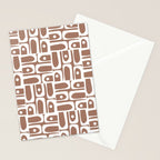 Mid Century Modern Piquet Abstract Multi Geometric Pattern in Mocha Brown and White Stationery Card Gallery Image 2