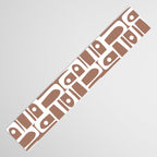 Mid Century Modern Piquet Abstract Multi Geometric Pattern in Mocha Brown and White Table Runner Gallery Image 3