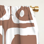 Mid Century Modern Piquet Abstract Multi Geometric Pattern in Mocha Brown and White Window Curtain Gallery Image 2