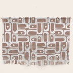 Mid Century Modern Piquet Abstract Multi Geometric Pattern in Mocha Brown and White Wall Hanging Gallery Image 1